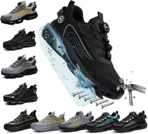 Steel Toe Safety Shoes for Men & Women, Lightweight Slip-Resistant Work Sneakers, Breathable & Cushioned, Indestructible & Puncture-Proof