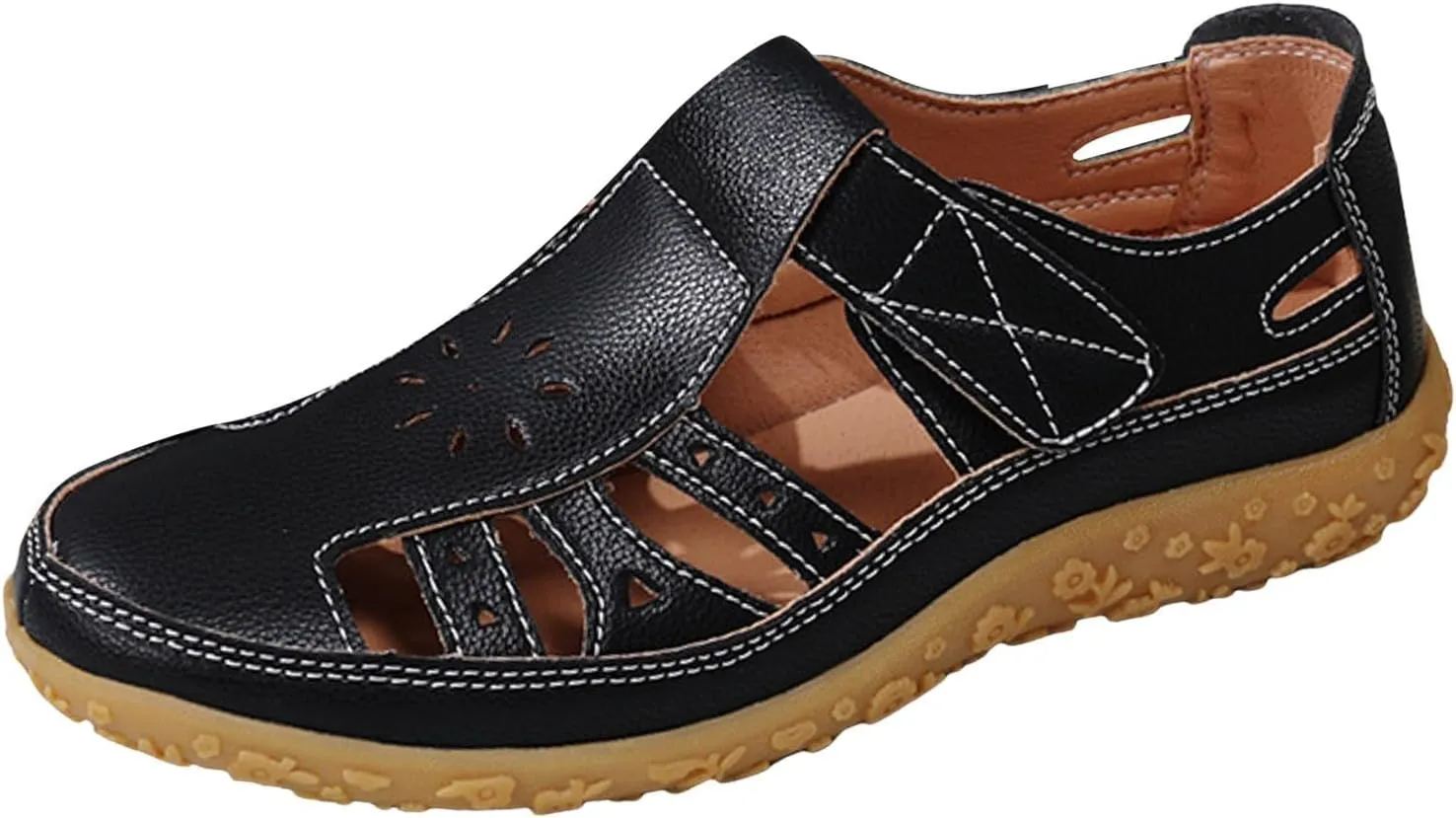 SuanlaTDS Orthopedic Wedge Sandals for Women Dressy Summer 2025 Comfortable Closed Toe Platform Walking Shoes Arch Support Hollow Out Loafers Low Heels Wedges Outdoor Beach Sandal