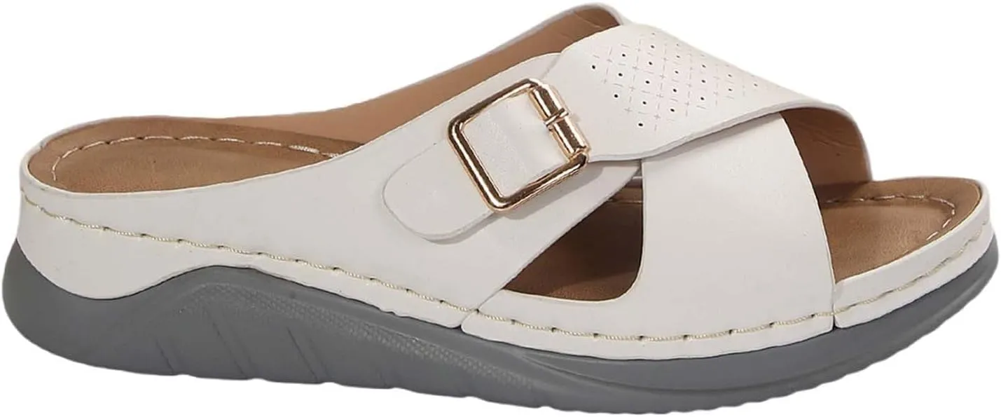 Summer Sandals for Women 2025 Wide Width Orthopedic Sandal Arch Support Walking Beach Boho Platform Slides