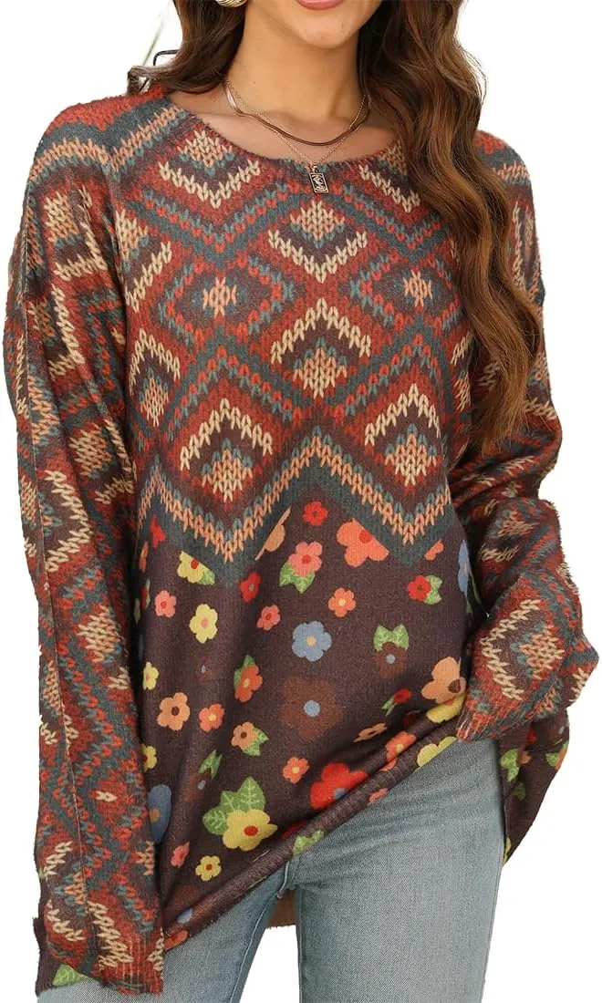 Sweaters for Women Oversized Sweaters Casual Boho Clothes Knit Tops Trendy Graphic Sweater