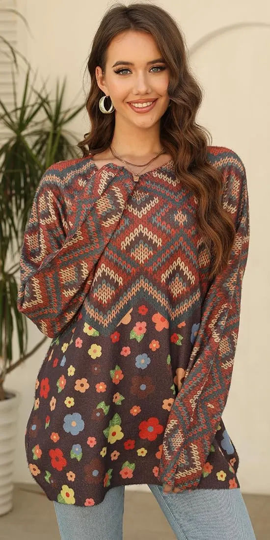 Sweaters for Women Oversized Sweaters Casual Boho Clothes Knit Tops Trendy Graphic Sweater