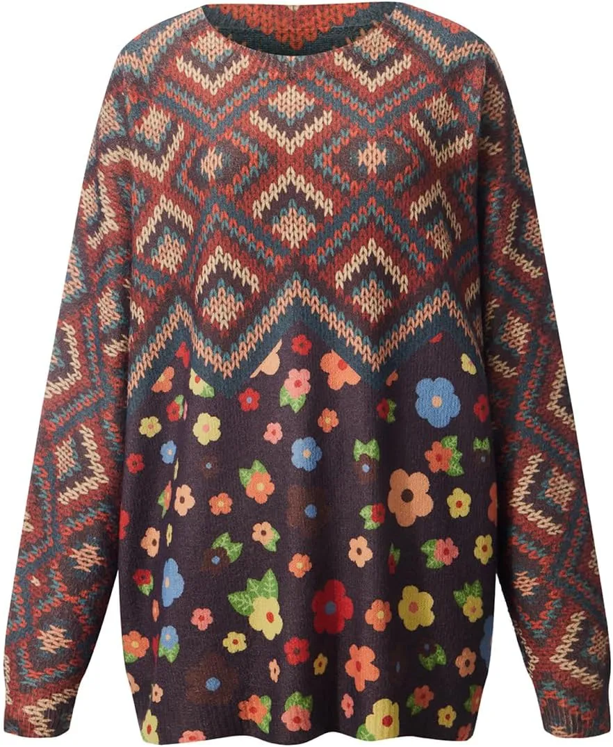 Sweaters for Women Oversized Sweaters Casual Boho Clothes Knit Tops Trendy Graphic Sweater