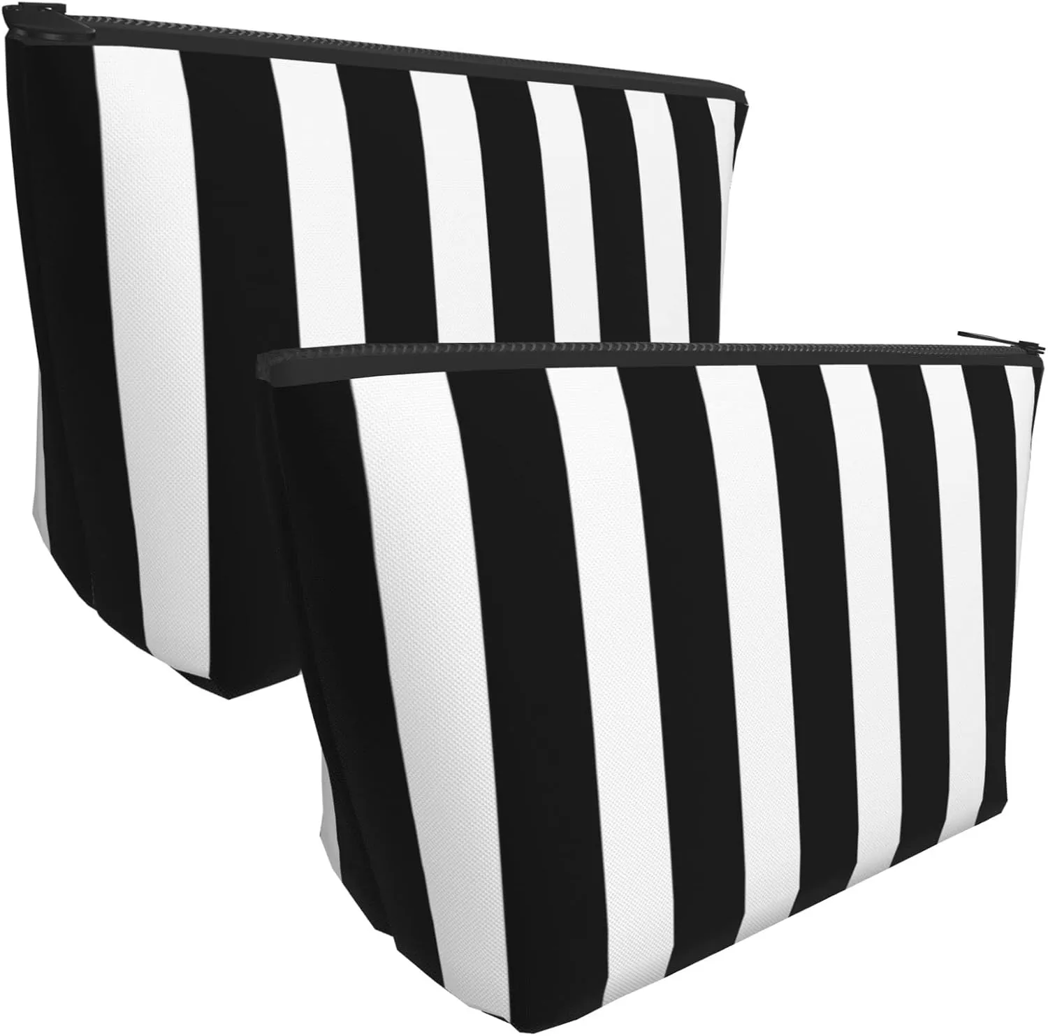 SWEET TANG Ladies Black White Striped Makeup Bags Waterproof Portable Travel Cosmetic Bag Multifunction Toiletry Bags For Weekend Or Daily Storage Use
