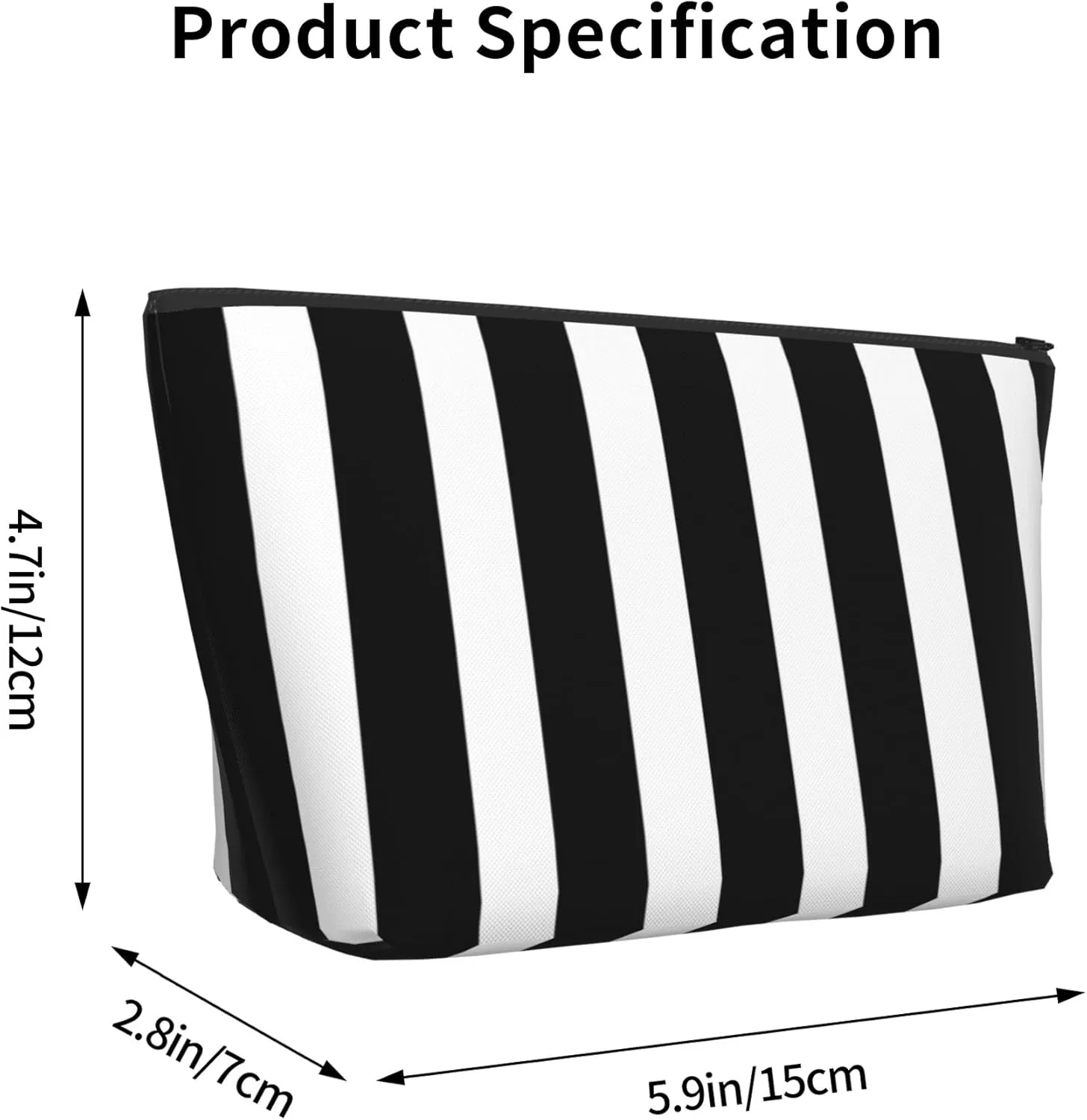 SWEET TANG Ladies Black White Striped Makeup Bags Waterproof Portable Travel Cosmetic Bag Multifunction Toiletry Bags For Weekend Or Daily Storage Use