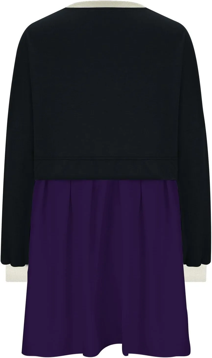 TANGNADE Women Oversized Sweatshirt Dress Long Sleeve Crewneck Patchwork Pleated Pullover Mini Dresses Fall Outfits 2024