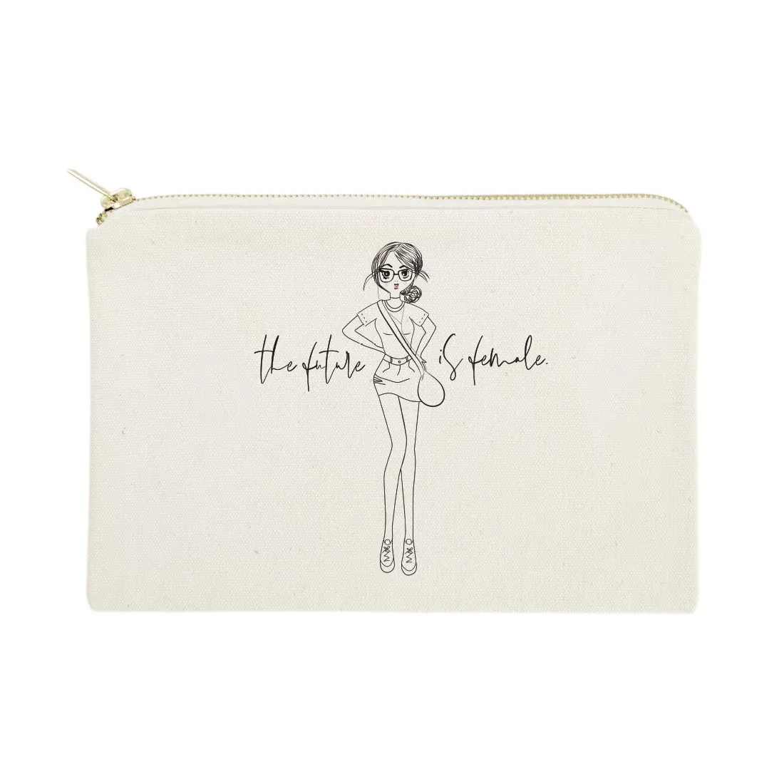 The Cotton & Canvas Co. The Future is Female Feminist, Motivational Cosmetic Bag and Travel Make Up Pouch