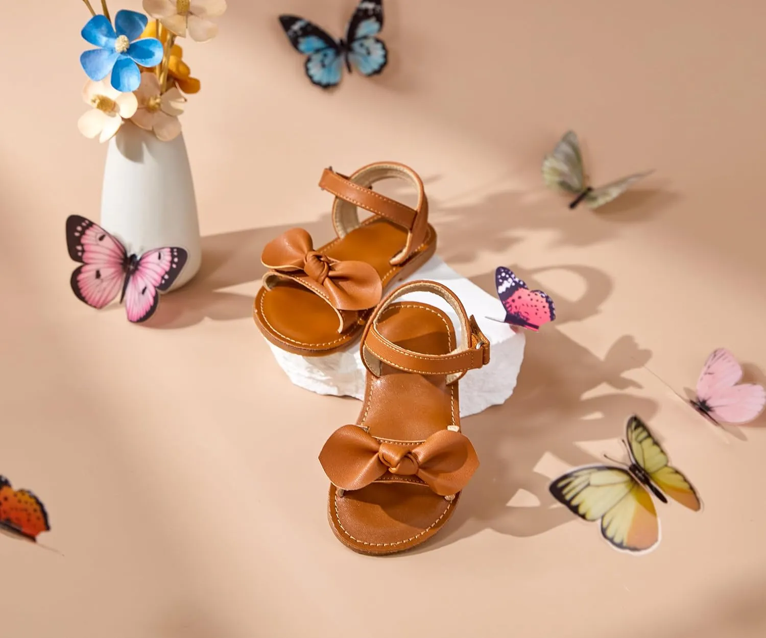 Toddler Girl Sandals - Flower Girl Dress Shoes Open Toe Little Kid Summer Flats