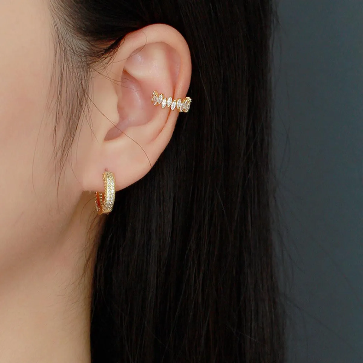 Trapezoid Ear Cuff Non Piercing, Trendy Sterling Silver Earring Cuff, Simple Ear Clip, Fake Ear Cuff for Women