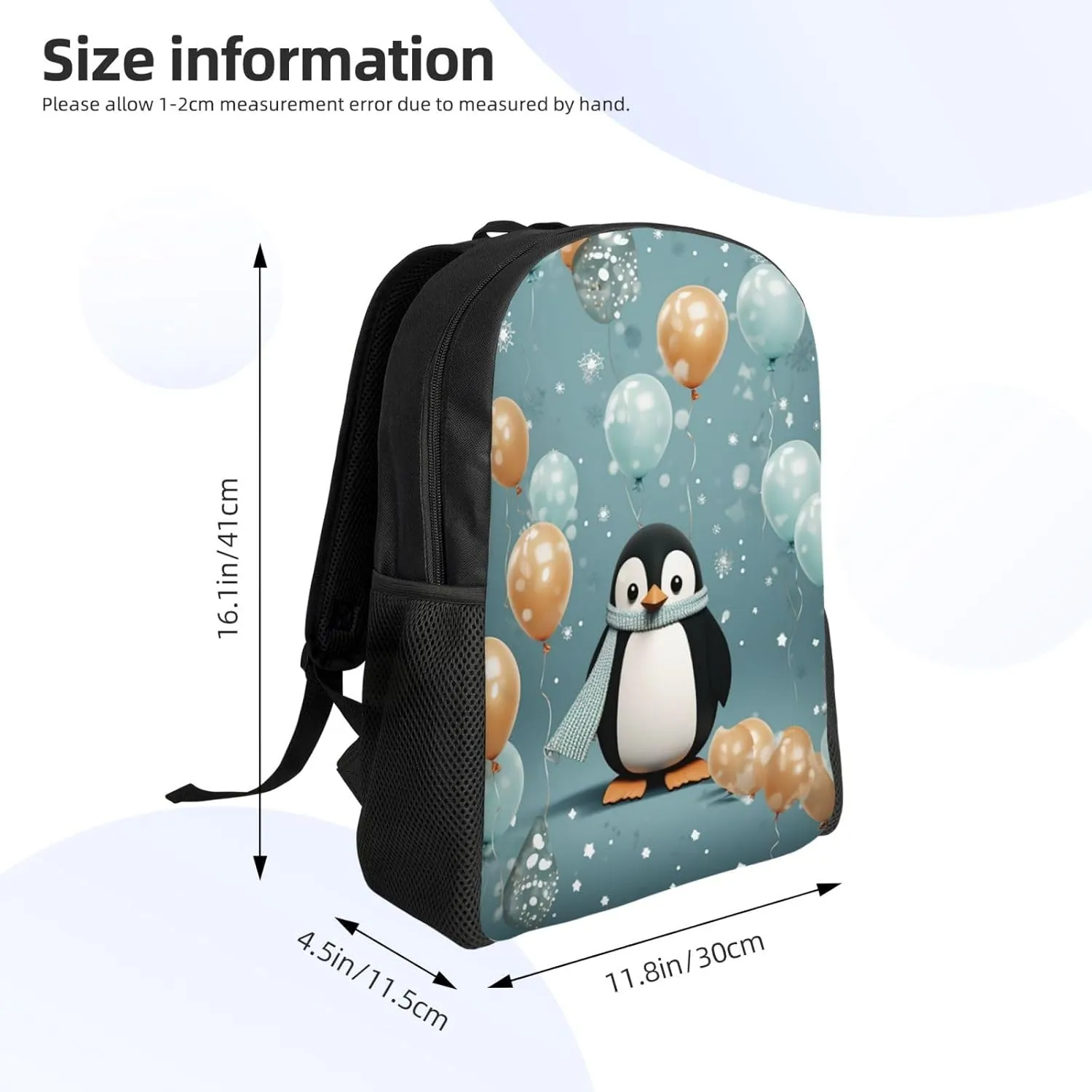 Travel Backpack Penguin Balloon Snowflake Carry on Backpack Lightweight Business 16inches Laptop Backpack for Men Women