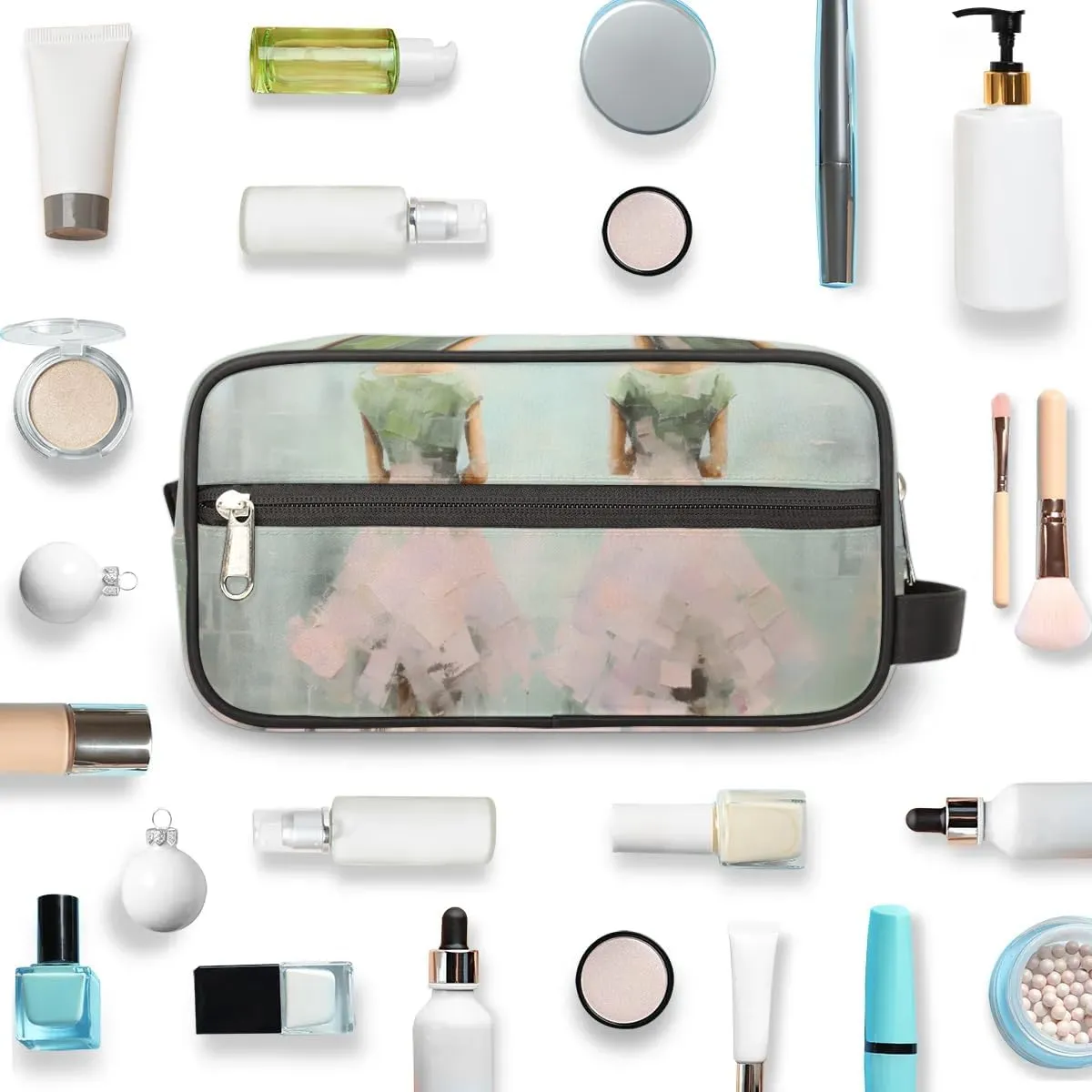 Travel Toiletry Bag for Women Men Ballet Oil Painting Hanging Cosmetic Bag Waterproof Makeup Bag for Shaving Makeup Toothbrush & Travel Essentials