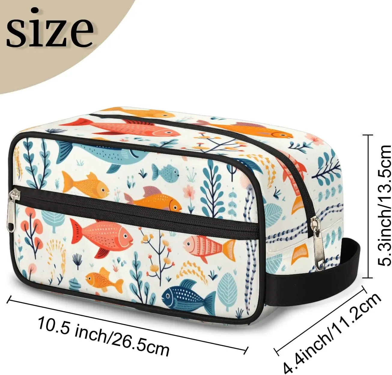 Travel Toiletry Bag for Women Men Cartoon Fish Hanging Cosmetic Bag Waterproof Makeup Bag for Shaving Makeup Toothbrush & Travel Essentials
