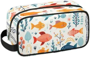 Travel Toiletry Bag for Women Men Cartoon Fish Hanging Cosmetic Bag Waterproof Makeup Bag for Shaving Makeup Toothbrush & Travel Essentials