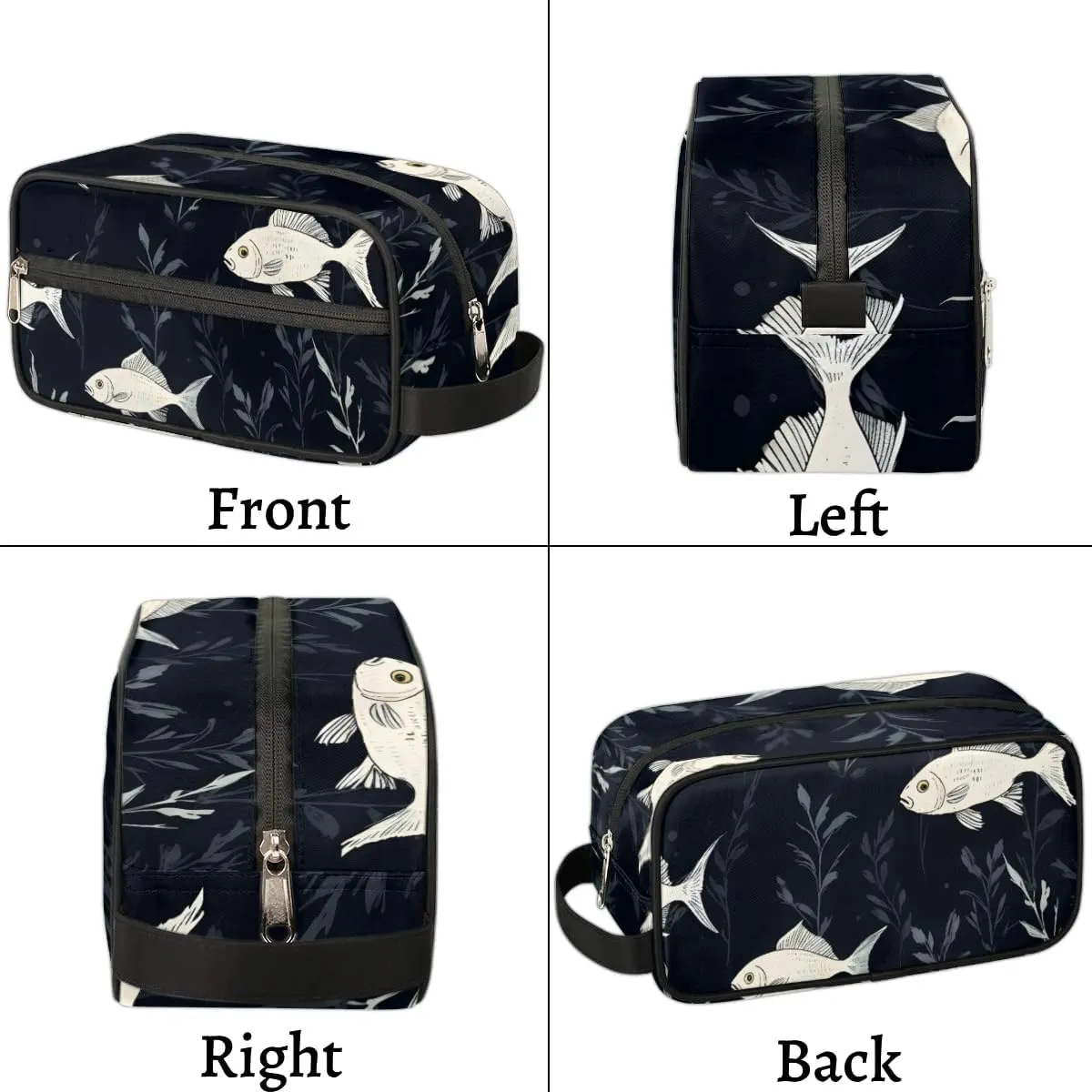 Travel Toiletry Bag for Women Men Fish Pattern Hanging Cosmetic Bag Waterproof Makeup Bag for Shaving Makeup Toothbrush & Travel Essentials