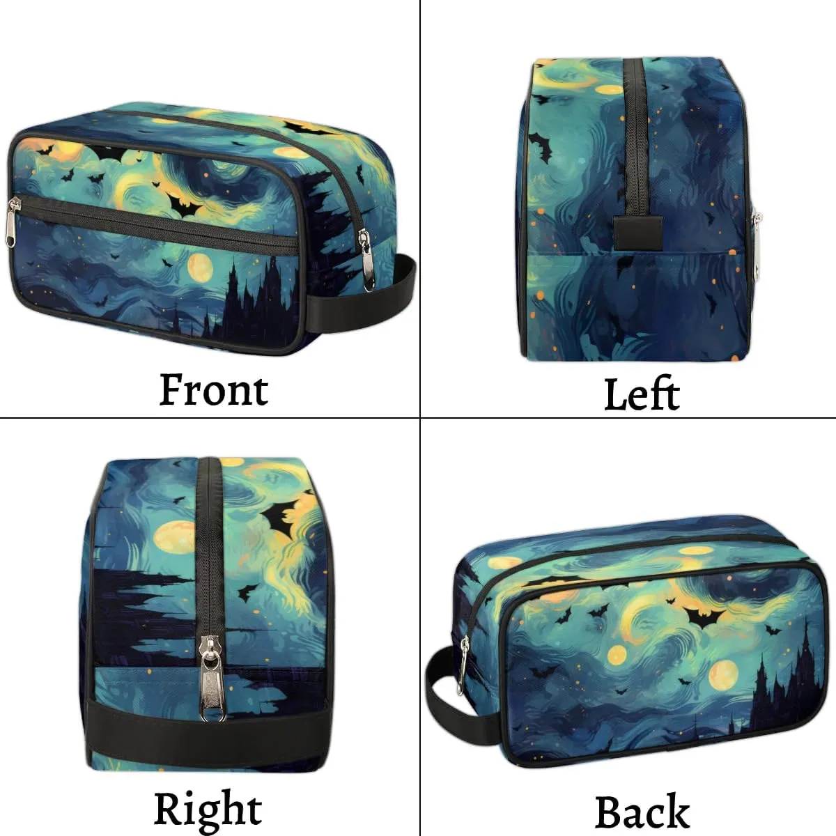 Travel Toiletry Bag for Women Men Halloween Bat Castle Hanging Cosmetic Bag Waterproof Makeup Bag for Shaving Makeup Toothbrush & Travel Essentials