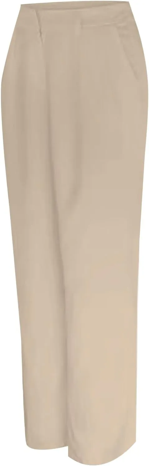 Trendy Work Pants for Women High Waist Palazzo Trousers Elegent Loose Fit Business Office Pants with Pocket Plus Size