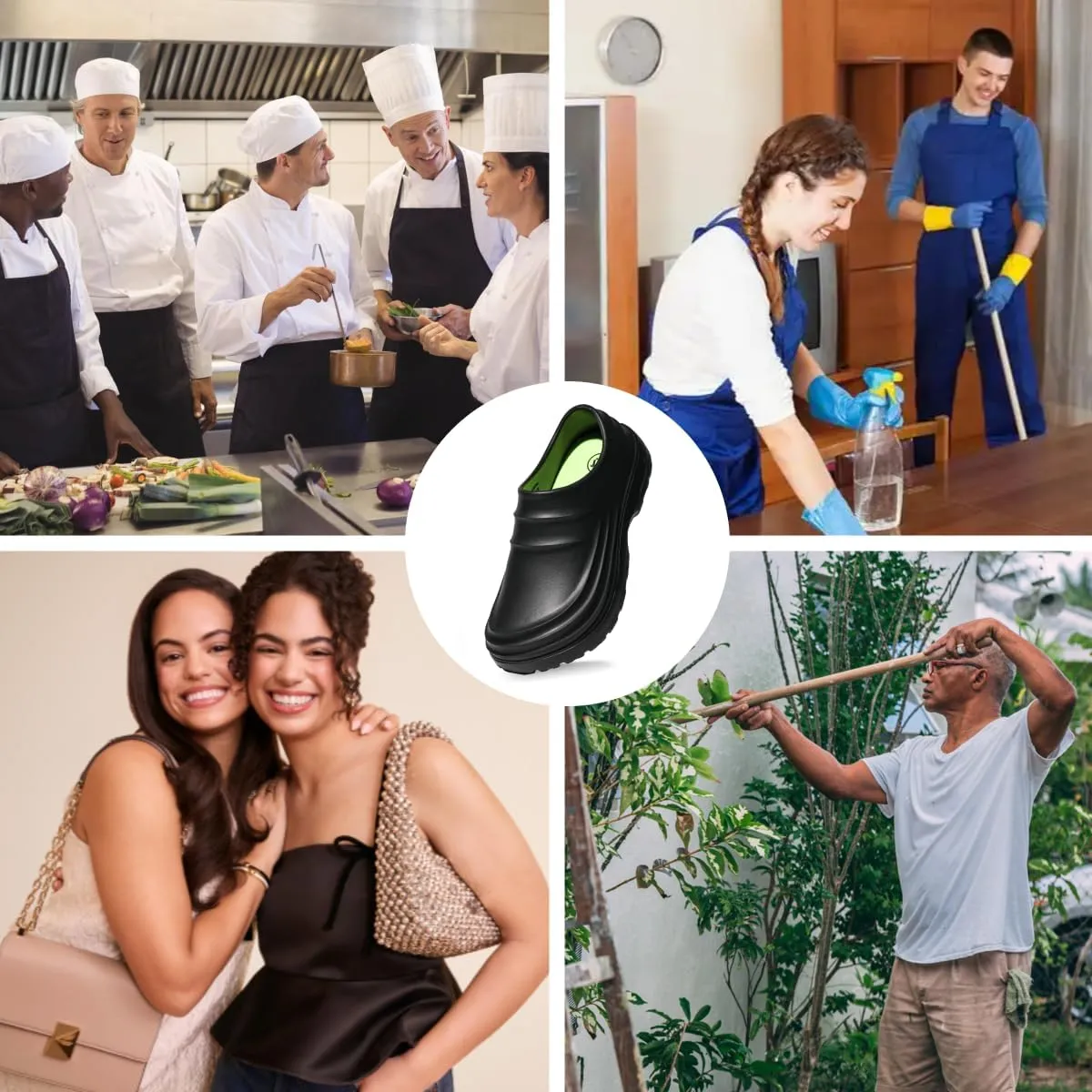 Unisex Black Chef Shoes Mens Womens Lightweight Non-Slip Work Shoes for Kitchens