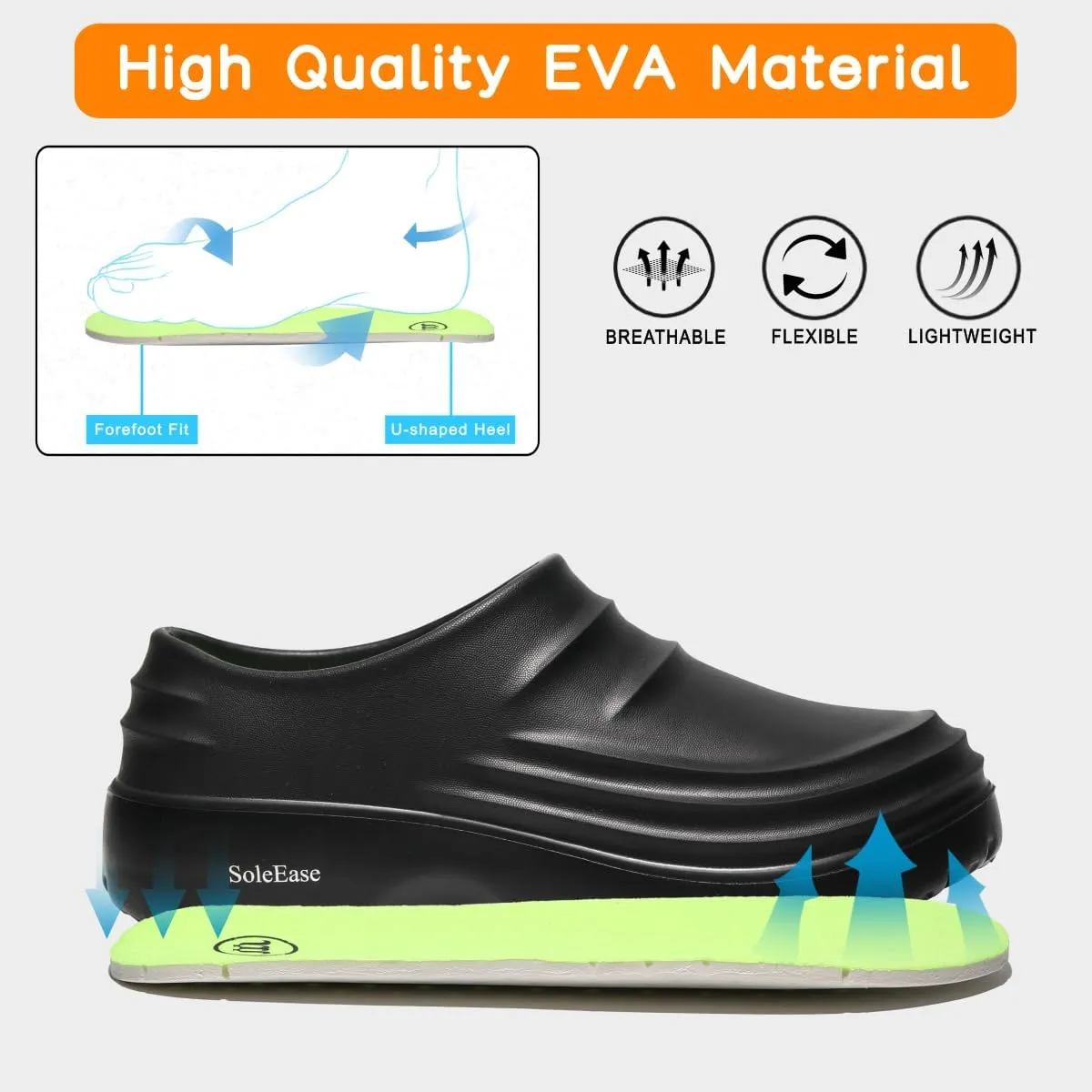Unisex Black Chef Shoes Mens Womens Lightweight Non-Slip Work Shoes for Kitchens