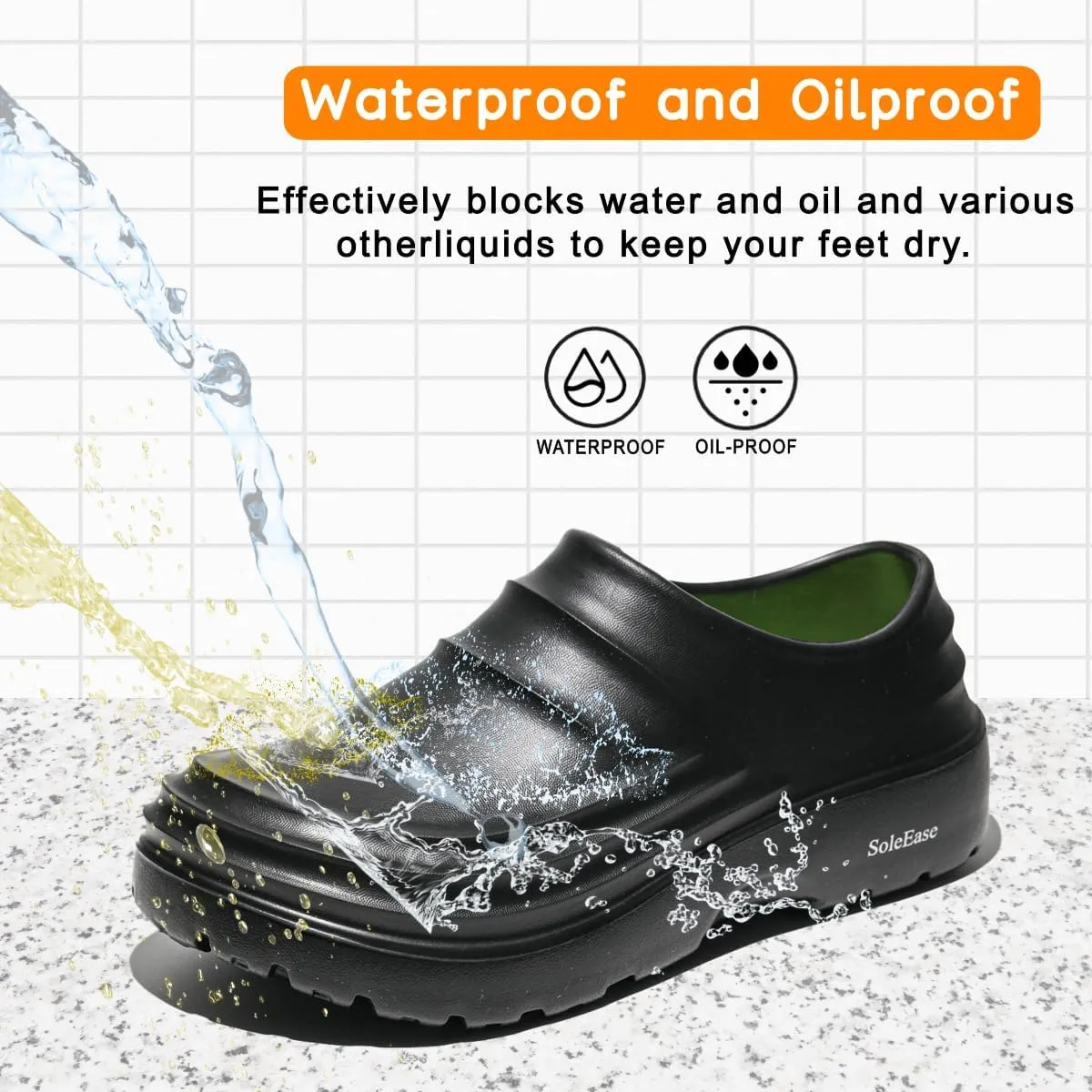 Unisex Black Chef Shoes Mens Womens Lightweight Non-Slip Work Shoes for Kitchens