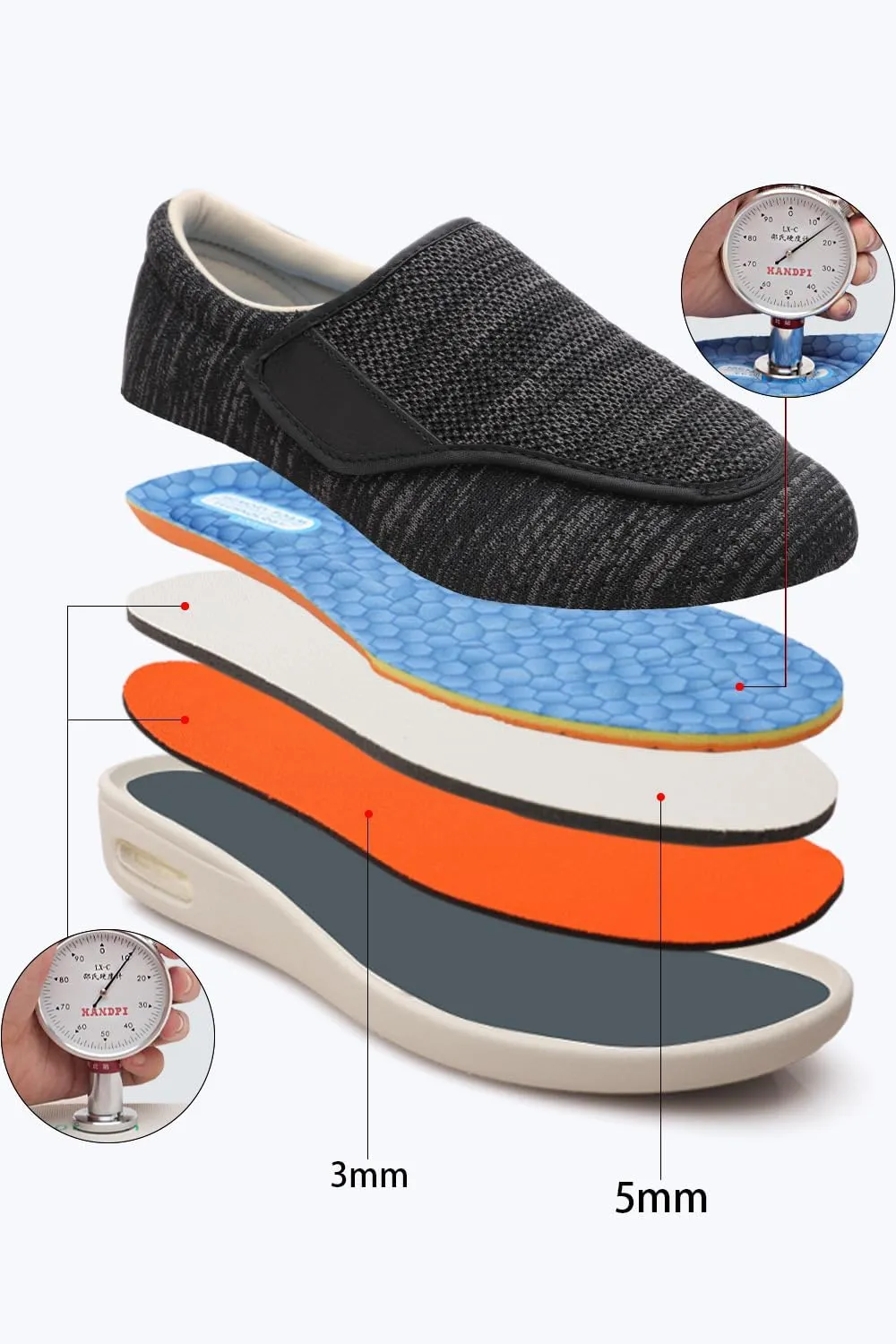 Unisex Comfort Walking Shoes for Seniors - Breathable Mesh Slip-Resistant with Adjustable Hook & Loop, Lightweight Cushioned Sole for Men Women