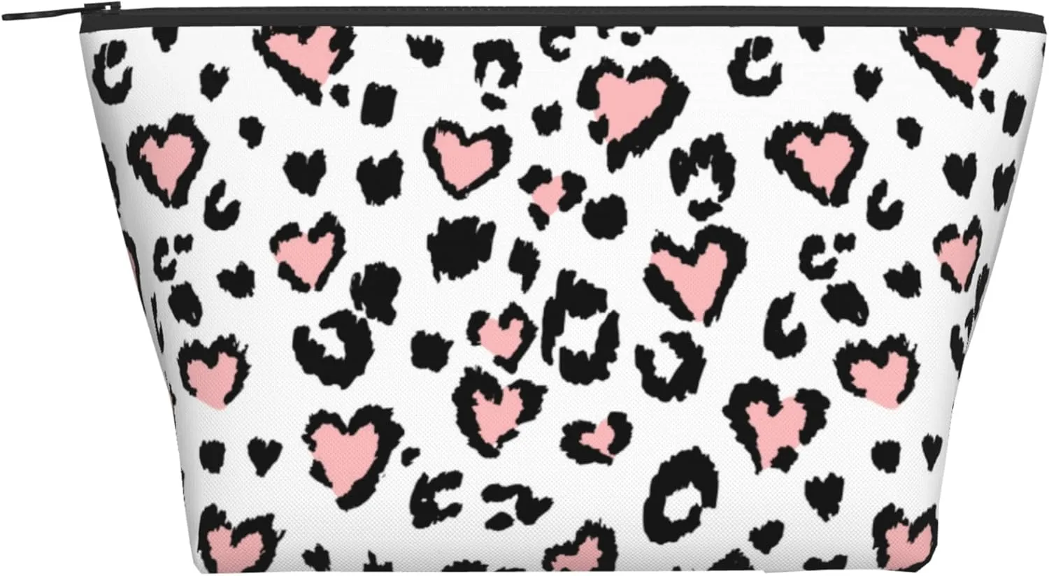 Unisex Toiletry Bags Casual Storage Bag Travel Small Makeup Pouch Leopard Print Cheetah Pink Heart Travel Bags For Best Friends Wife Mom Grandma