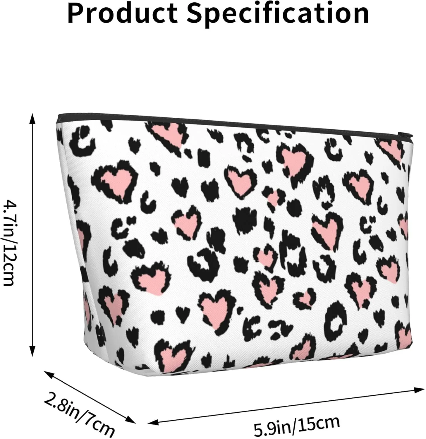 Unisex Toiletry Bags Casual Storage Bag Travel Small Makeup Pouch Leopard Print Cheetah Pink Heart Travel Bags For Best Friends Wife Mom Grandma