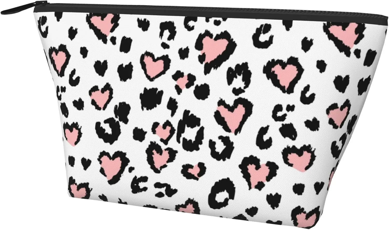 Unisex Toiletry Bags Casual Storage Bag Travel Small Makeup Pouch Leopard Print Cheetah Pink Heart Travel Bags For Best Friends Wife Mom Grandma