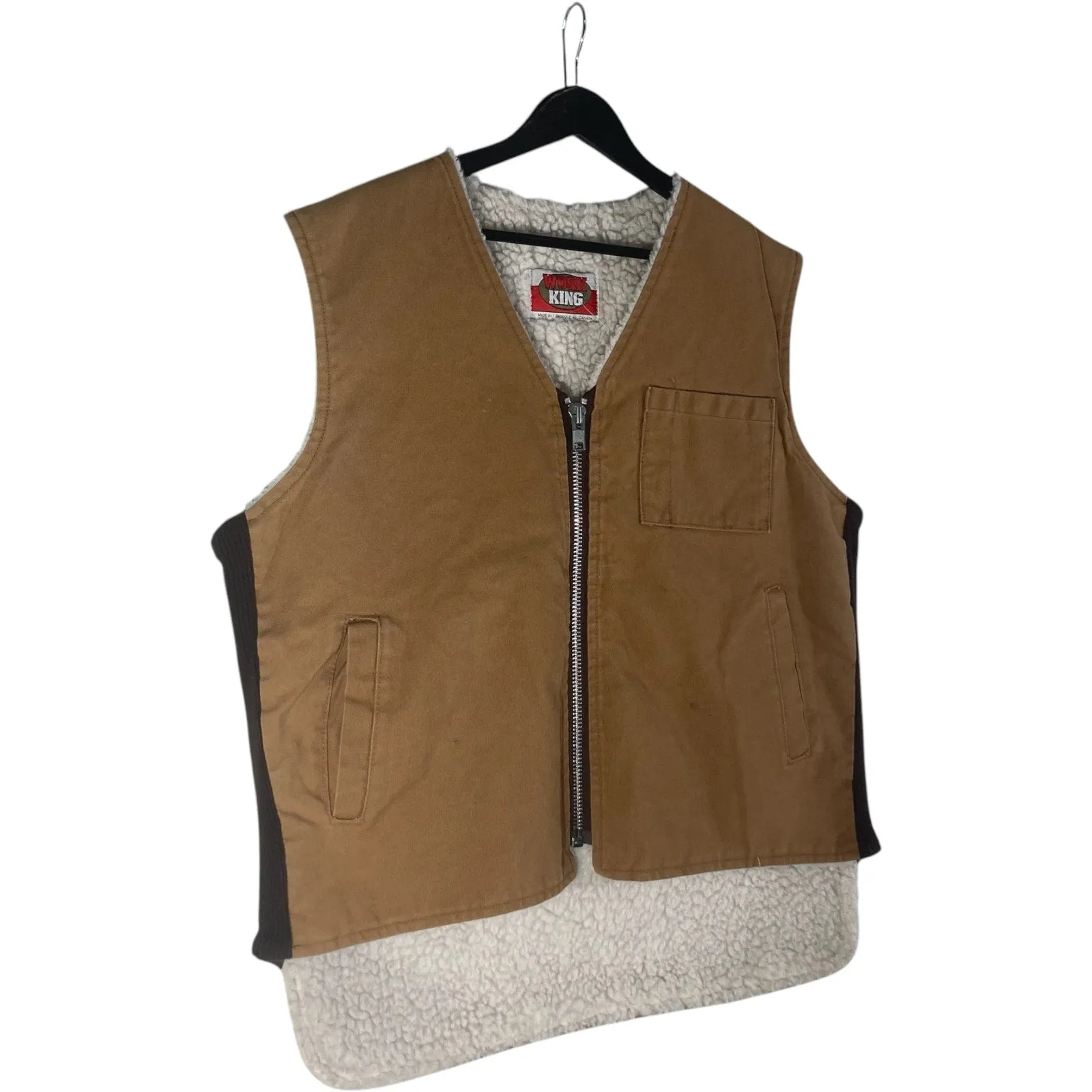 Vintage Sherpa Lined Full-Zip Workwear Vest