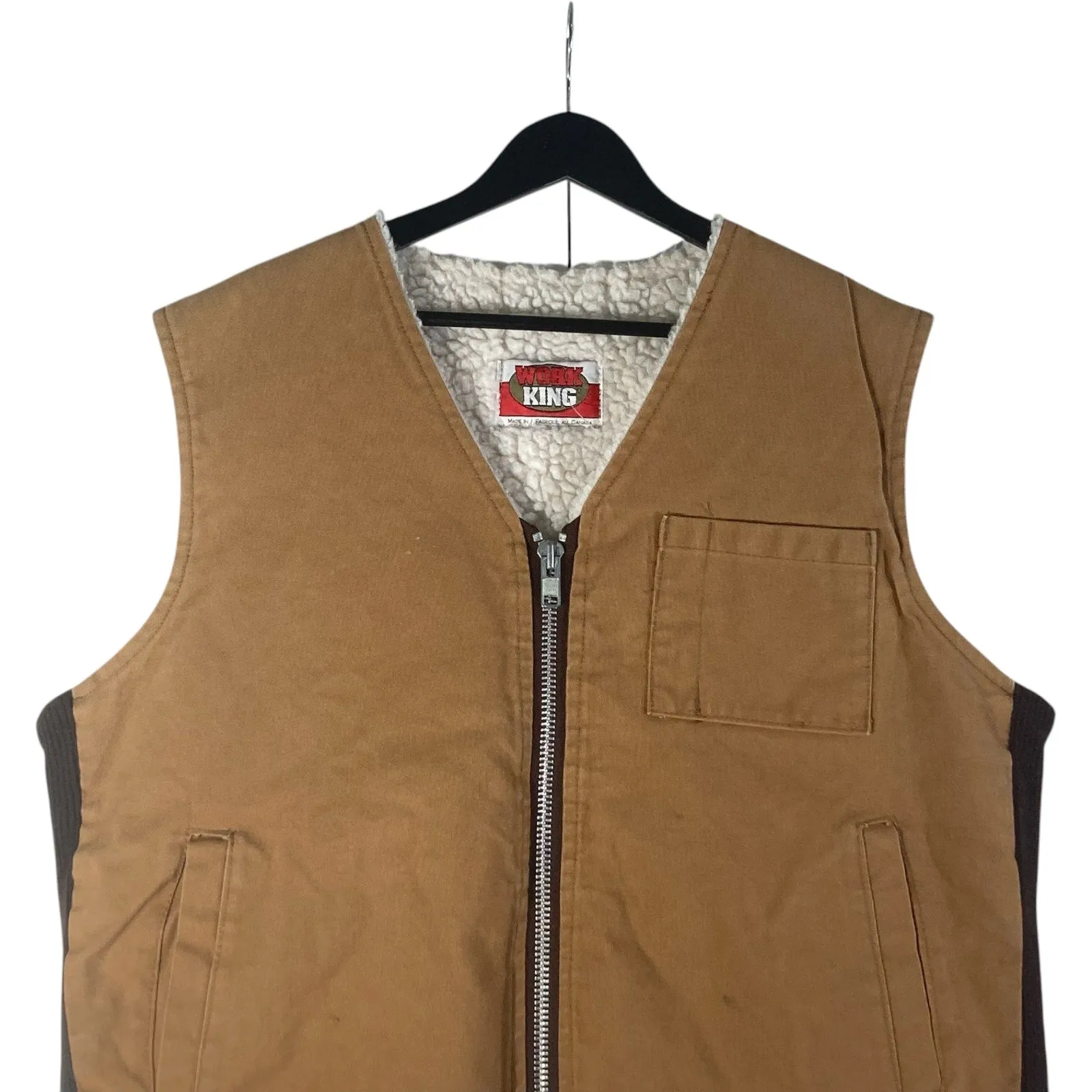 Vintage Sherpa Lined Full-Zip Workwear Vest