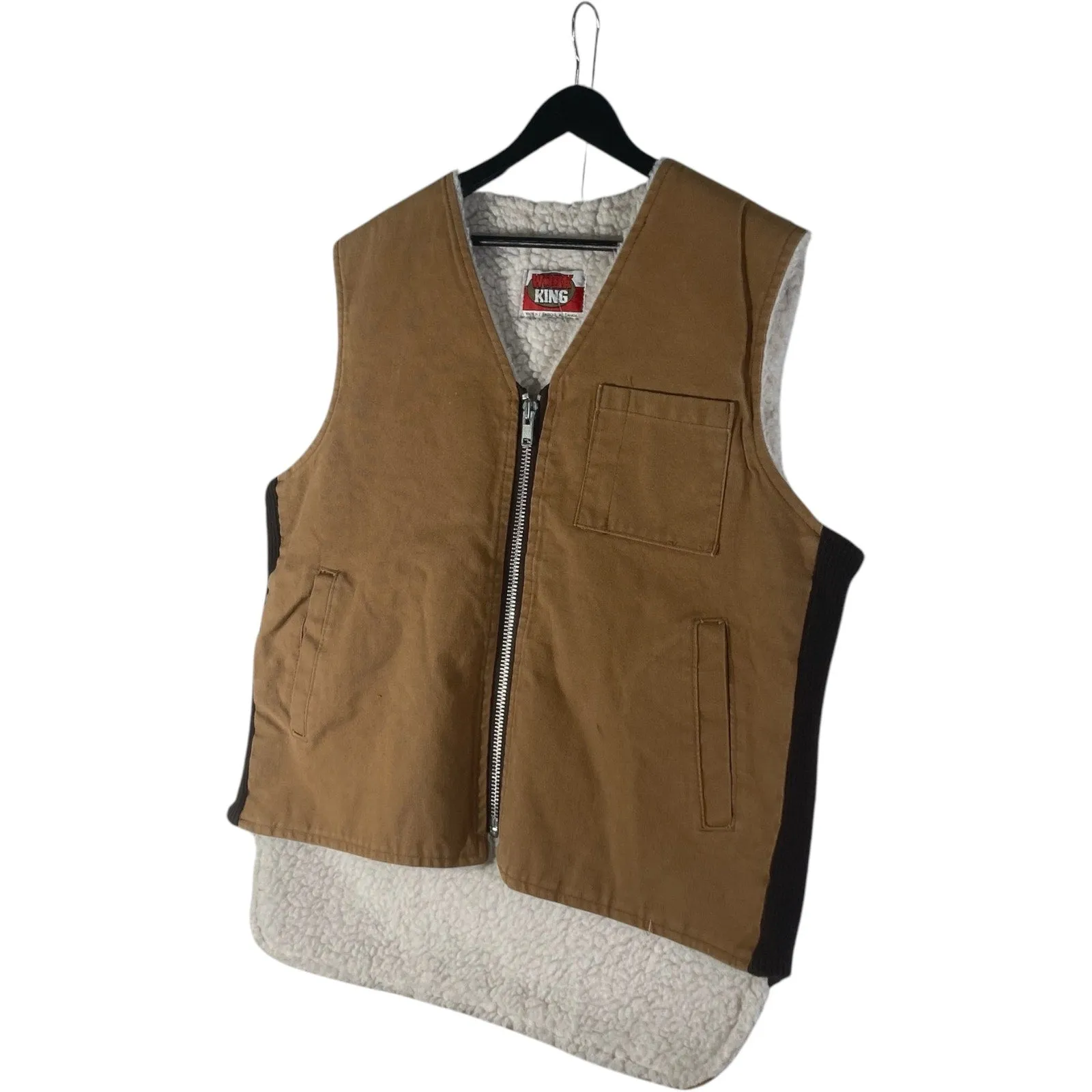 Vintage Sherpa Lined Full-Zip Workwear Vest