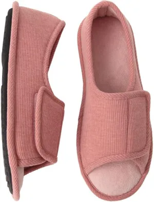 WALKFUN Men's and Women's Diabetic Shoes Open Toe Memory Foam Slippers Adjustable Closure Non-slip House Shoes