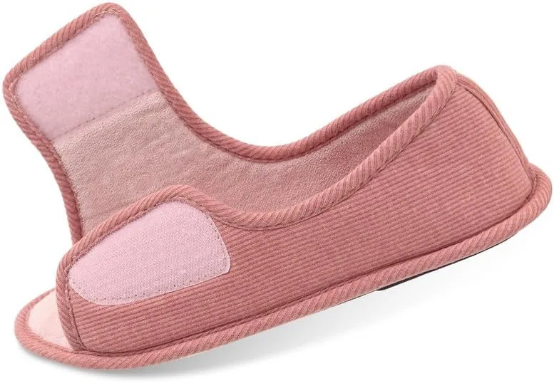 WALKFUN Men's and Women's Diabetic Shoes Open Toe Memory Foam Slippers Adjustable Closure Non-slip House Shoes