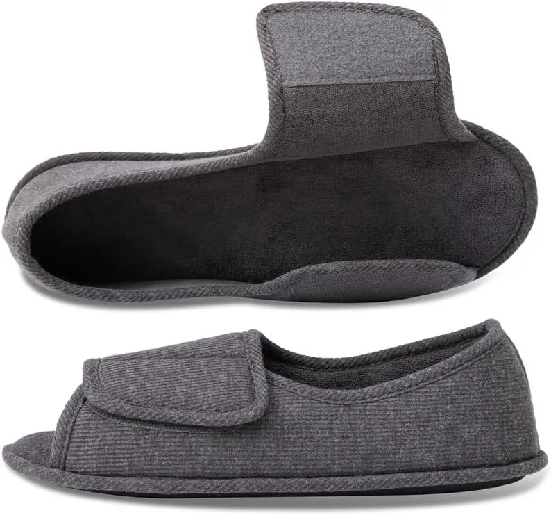 WALKFUN Men's and Women's Diabetic Shoes Open Toe Memory Foam Slippers Adjustable Closure Non-slip House Shoes