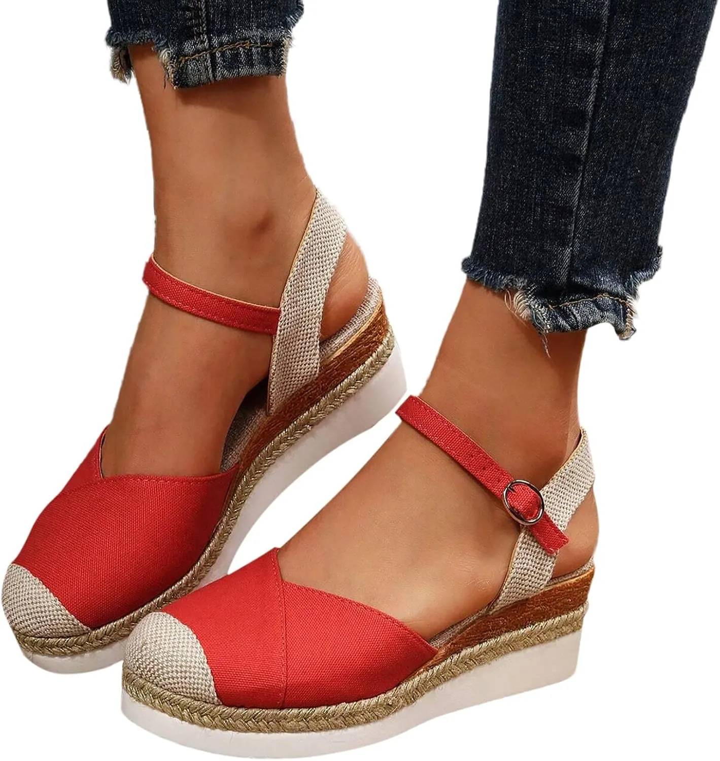 Wedge Sandals for Women Dressy Orthopedic Platform Summer Walking Flat Ankle Strap Fashion Strappy Anti-Slip Sandals