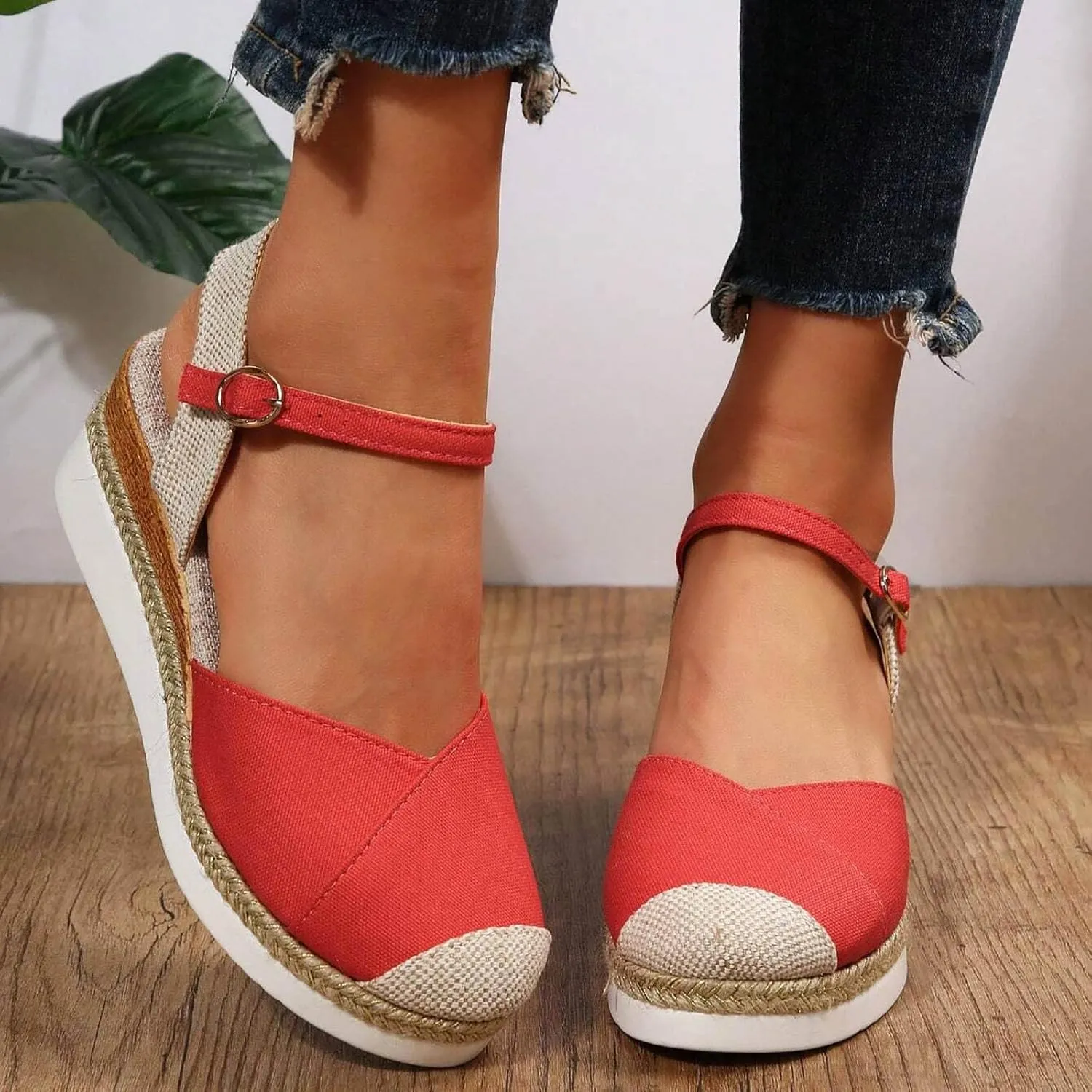 Wedge Sandals for Women Dressy Orthopedic Platform Summer Walking Flat Ankle Strap Fashion Strappy Anti-Slip Sandals