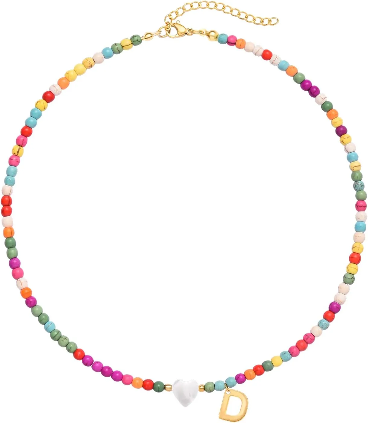 Wellike Initial Necklaces for Women Colorful Beaded Choker Necklace Stainless Steel 18K Gold Plated Y2K Aesthetic Gold Letter Necklace Handmade Boho Summer Necklace Jewelry Gift