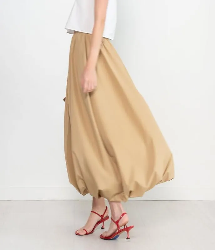 Women Bubble Long Skirt Y2k Flowy Swing A Line Maxi Skirt Cute Ruffle Pleated Midi Skirt Summer Balloon Skirt