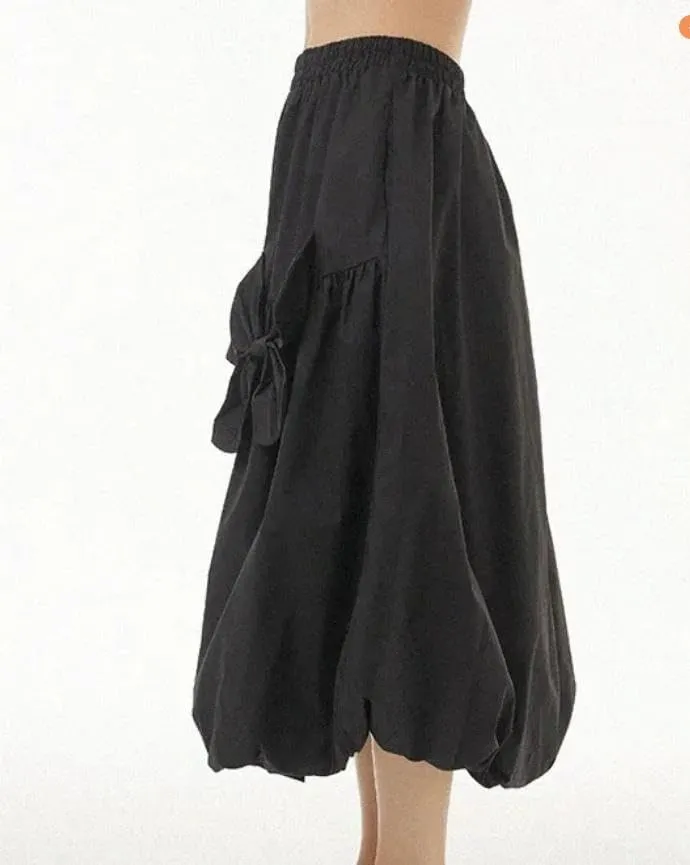 Women Bubble Long Skirt Y2k Flowy Swing A Line Maxi Skirt Cute Ruffle Pleated Midi Skirt Summer Balloon Skirt