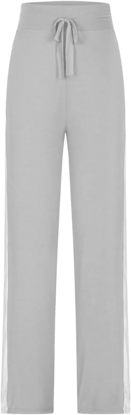 Women Comfy Soft Modal Pajama Pants Wide Leg Drawstring High Waist Stretchy Yoga Trouser Striped Casual Lounge Pant