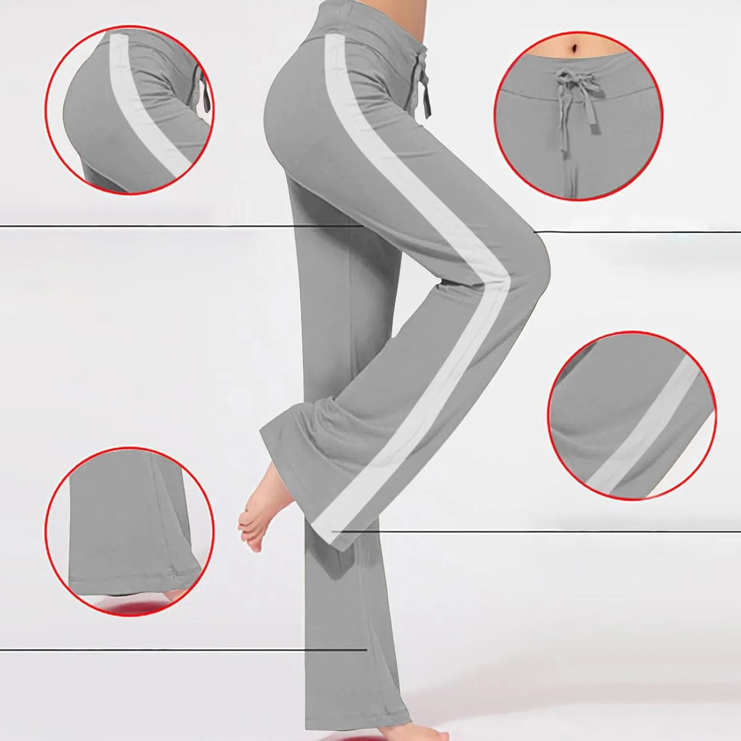 Women Comfy Soft Modal Pajama Pants Wide Leg Drawstring High Waist Stretchy Yoga Trouser Striped Casual Lounge Pant