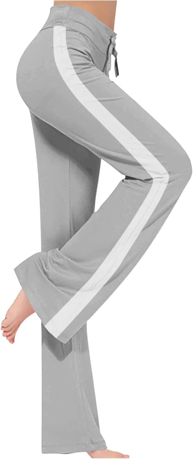Women Comfy Soft Modal Pajama Pants Wide Leg Drawstring High Waist Stretchy Yoga Trouser Striped Casual Lounge Pant