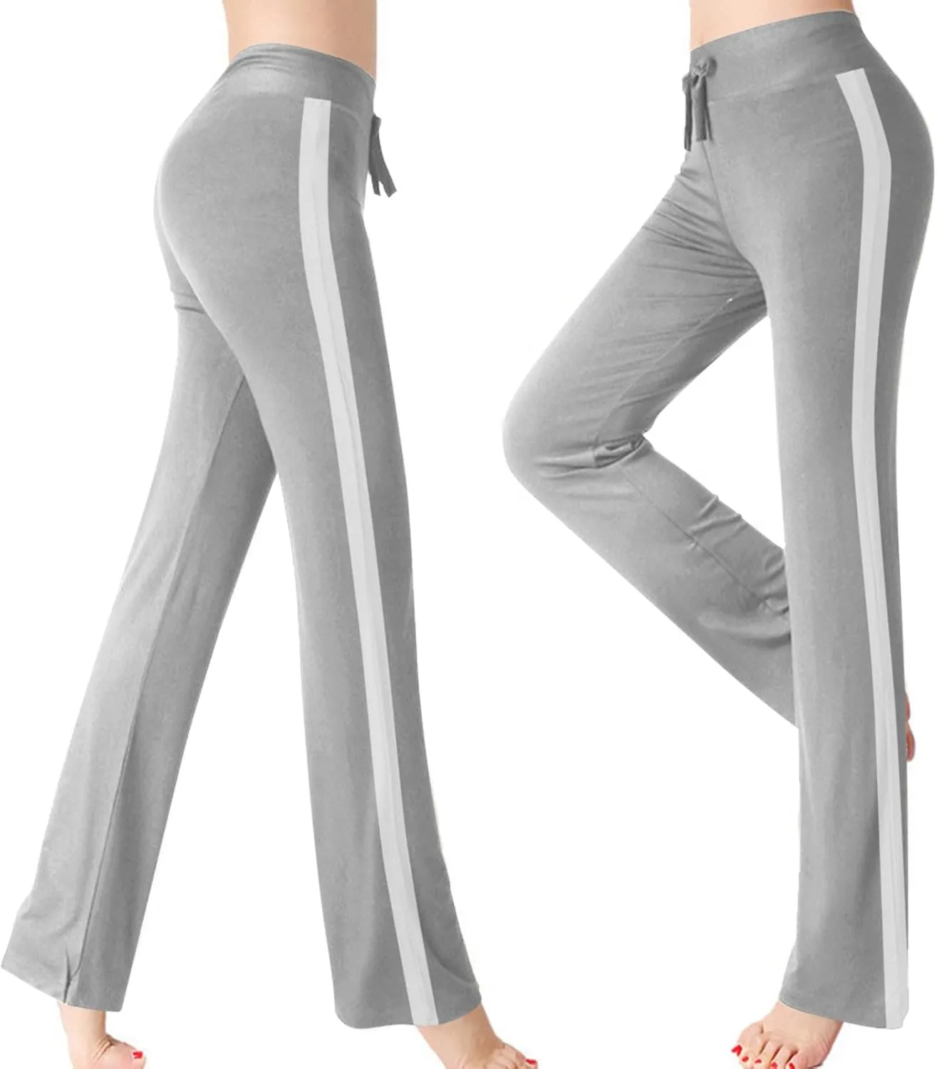 Women Comfy Soft Modal Pajama Pants Wide Leg Drawstring High Waist Stretchy Yoga Trouser Striped Casual Lounge Pant