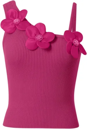 Women Fashion Solid Sexy Flower Bodice Casual Sleeveless Vest Lace Cold Shoulder Top