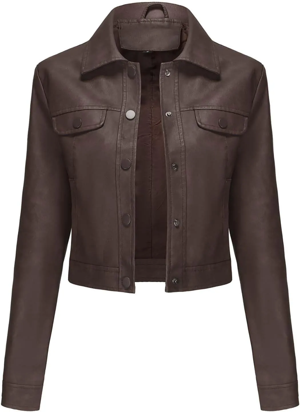 Women Faux Leather Blazer Jackets for Spring and Fall Fashion, Vegan Leather Button Down Coats, Moto Biker Jacket