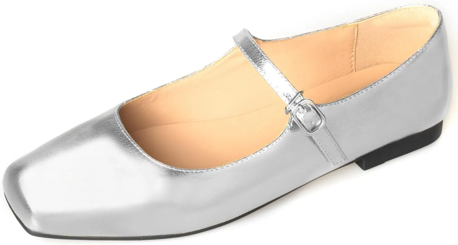 Women Mary Jane Shoes,Square Toe Flats Ballet Flats for Women, Comfortable Ankle Strap,Easy to take on and Off,Matched with Skirts, Dress,Jeans and More.