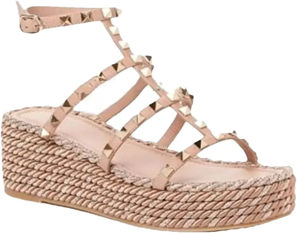 Women Platform Sandals Espadrille Ankle Strappy Leather Thick Sole Sandal Summer Beach Causal Dress Shoes