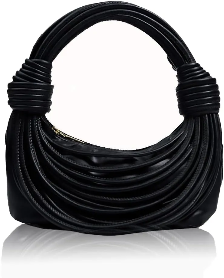 Women Shoulder Bags Woven Clutch Top Handle Purse Mini Hobo and Satchel Handbage Creative Noodles Purses Underarm Bag