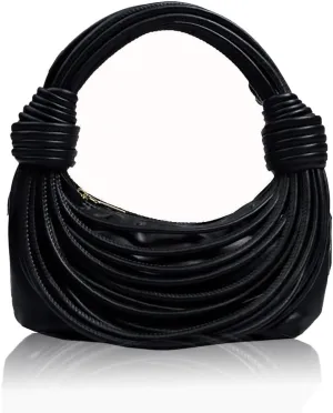 Women Shoulder Bags Woven Clutch Top Handle Purse Mini Hobo and Satchel Handbage Creative Noodles Purses Underarm Bag