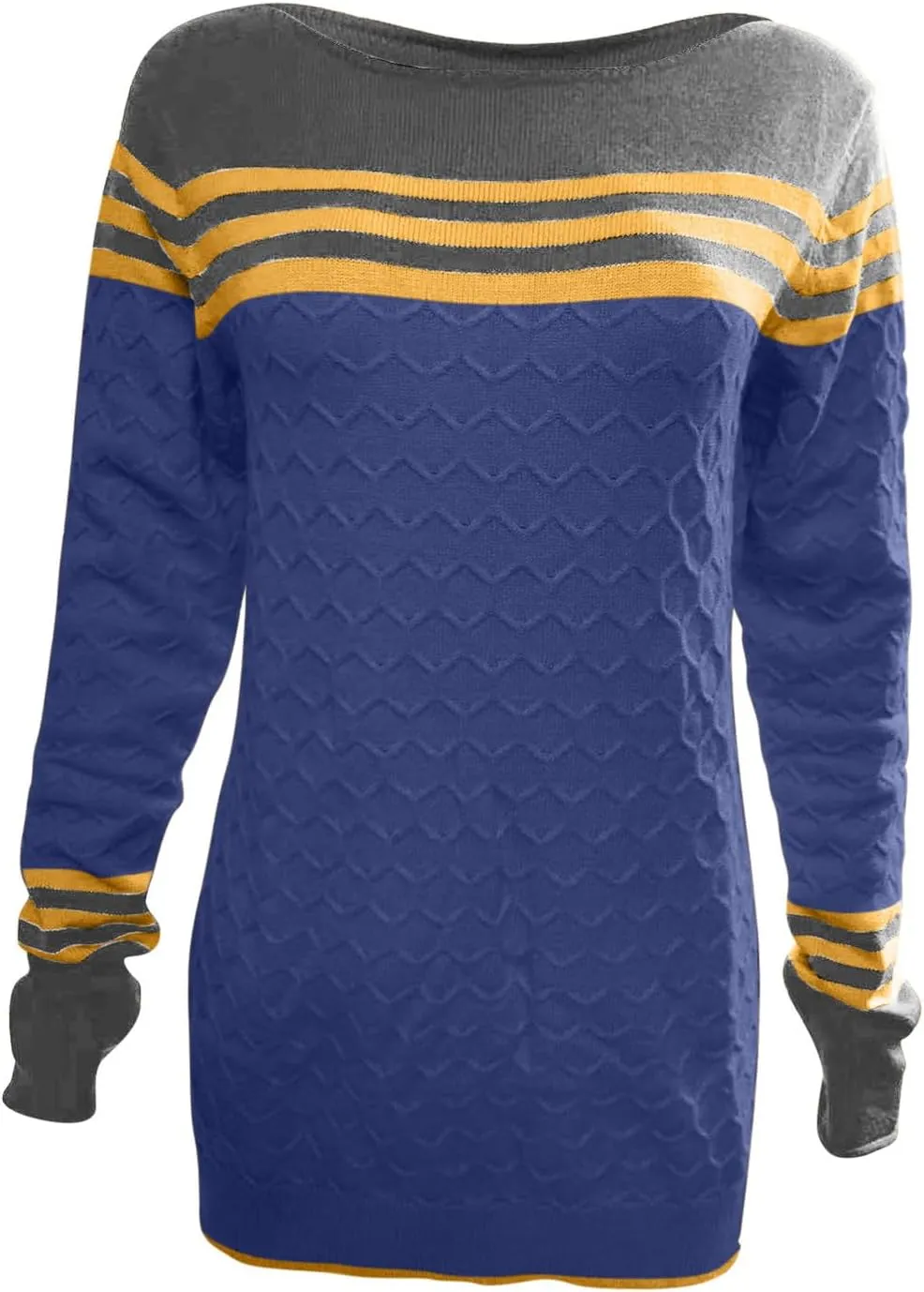 Women Trendy 2023 Sweaters Autumn Winter Colorblock Pullover Sweaters Crewneck Striped Slim Fitting Knitwear Tops