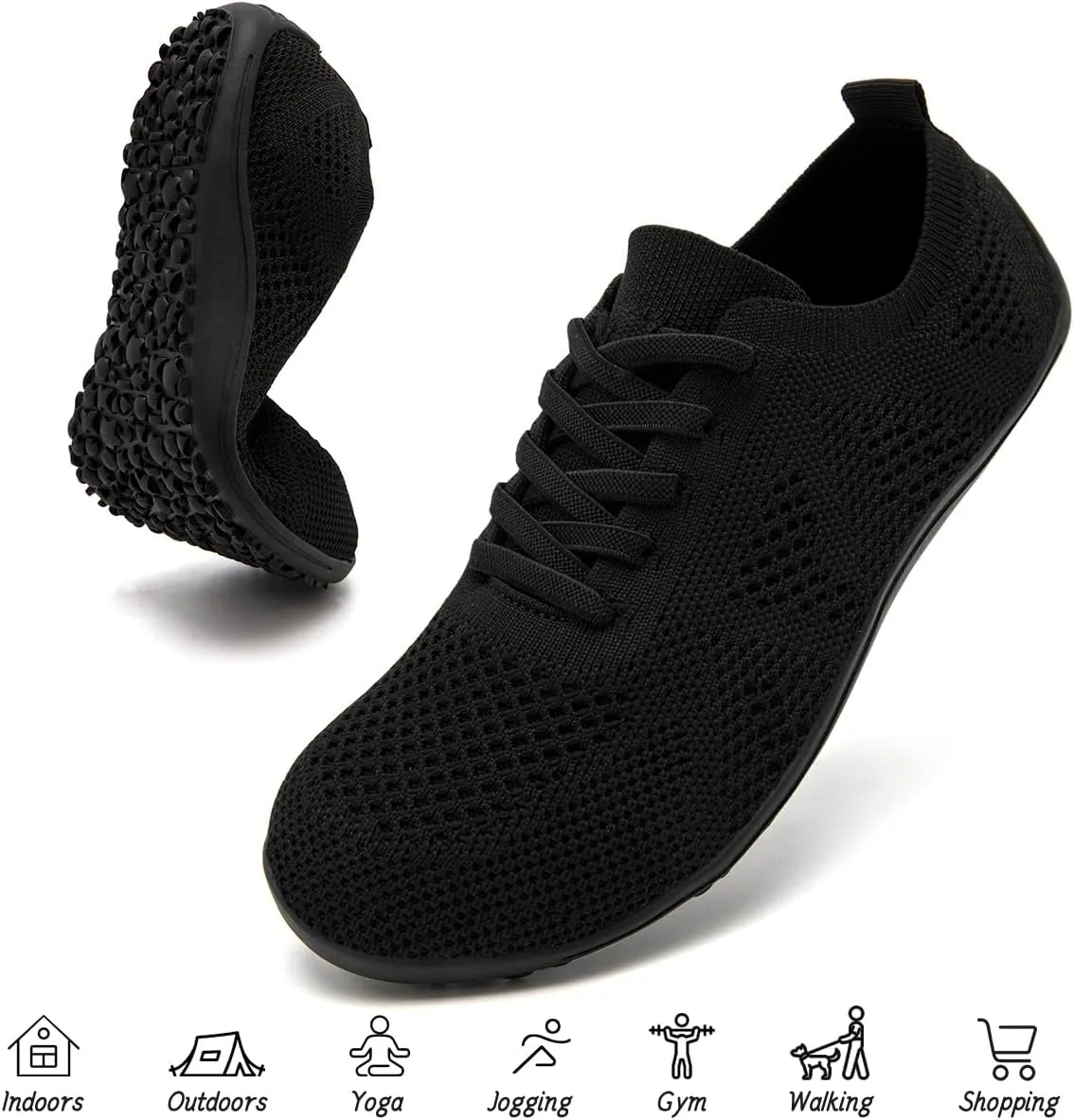 Women's Barefoot Shoes Walking Sports Zero Drop Sole Running Casual Sneakers Slip On Breathable Soft Fashion House Shoes White