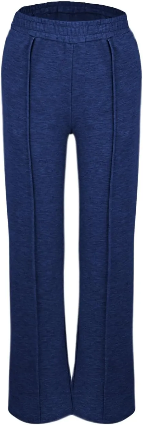 Women's Causal Pants 2025 Summer Business Work Office Baggy Trousers Trendy Elastic Waist Wide Leg Pants with Pockets